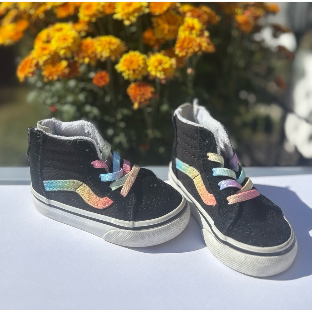 Vans Kids Shoes with Black and Rainbow Accents
